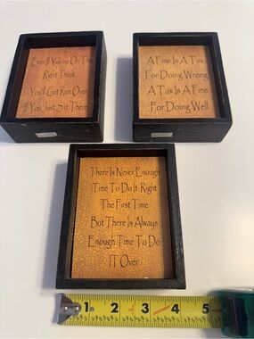 Set of 3 Rustic Black & Tan Inspirational Shadow Boxes